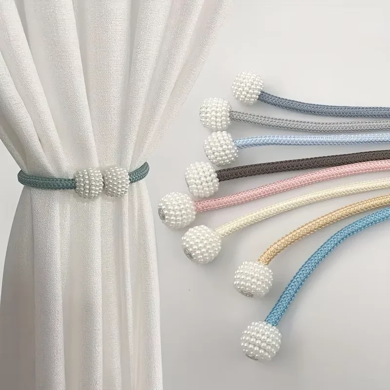 Light Green । Magnetic Curtain Tieback with Big Pearl Ball (1 Pair) । CN-28
