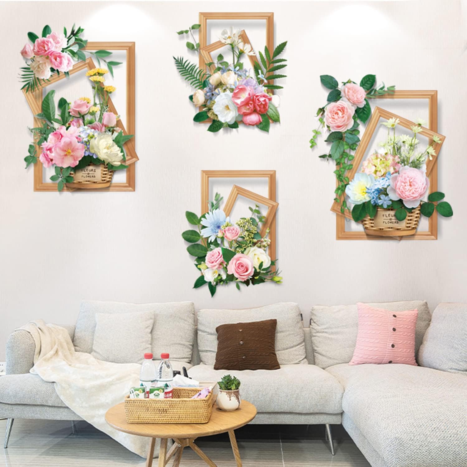3D Flower Bouquet Basket Wall Sticker (64x78 cm) । CN-13